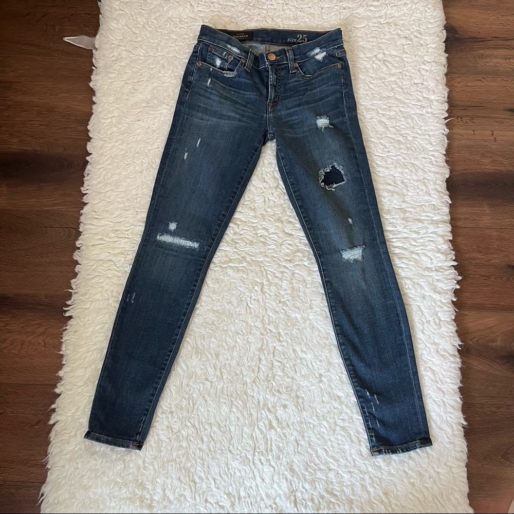 J.Crew toothpick skinny distressed jeans, size 25